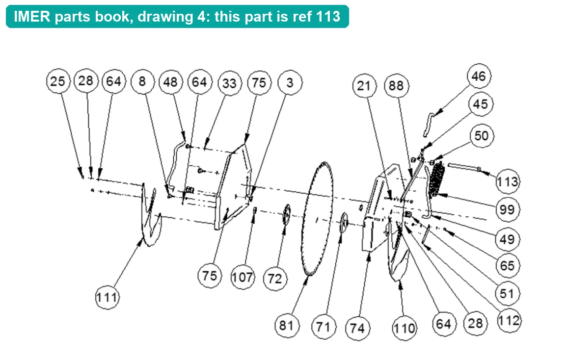 Bolt TE 8.8 5737 M18x200 Z for IMER Masonry 750 Plus (IMER parts book drawing 4, ref 113)