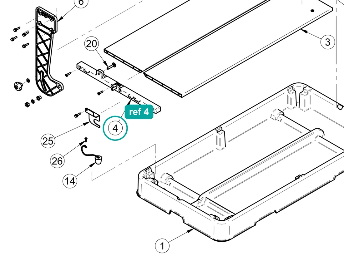 Rear side (ref 4) highlighted on the IMER Combicut 200 VA parts diagram, Machine Structure – part 3226067