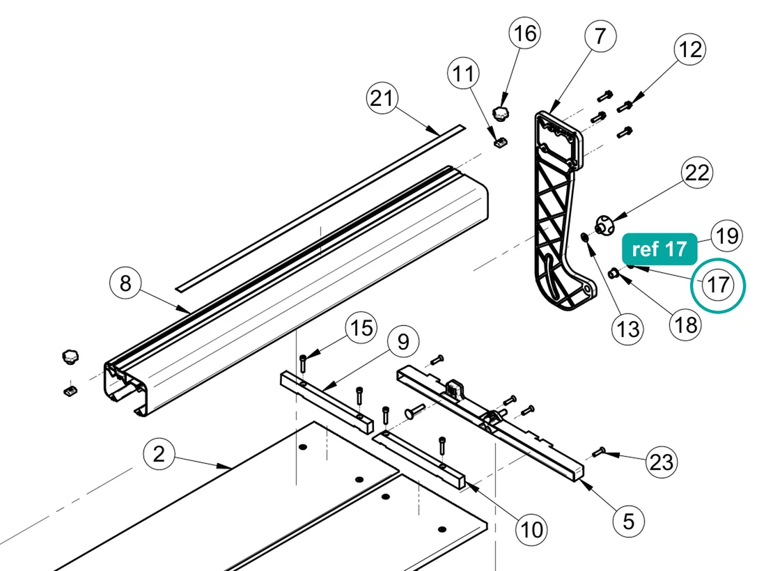 Washer D.10,5×17×1,5, ref 17, on the IMER Combicut 200 VA drawing