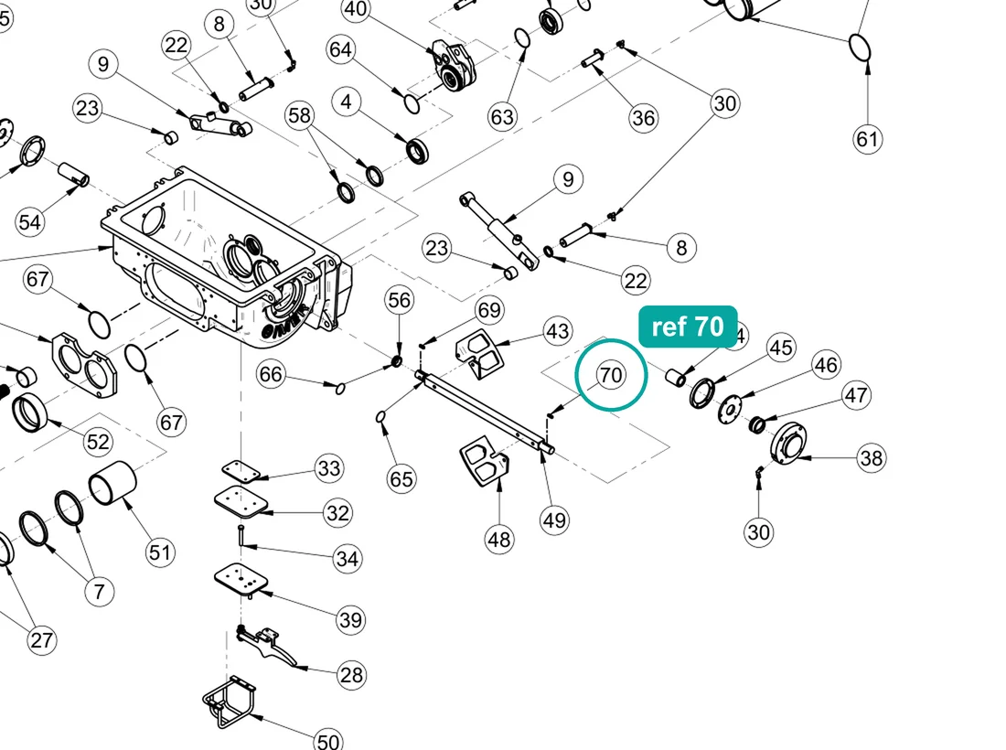 Key 5x5x40 for IMER Booster 15 — IMER parts diagram, ref 70