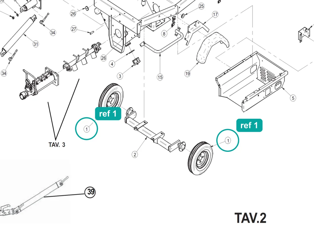 Wheel (ref 1) highlighted on the IMER Step-Up 120 parts diagram, Street Version With Mixer – part 3226275