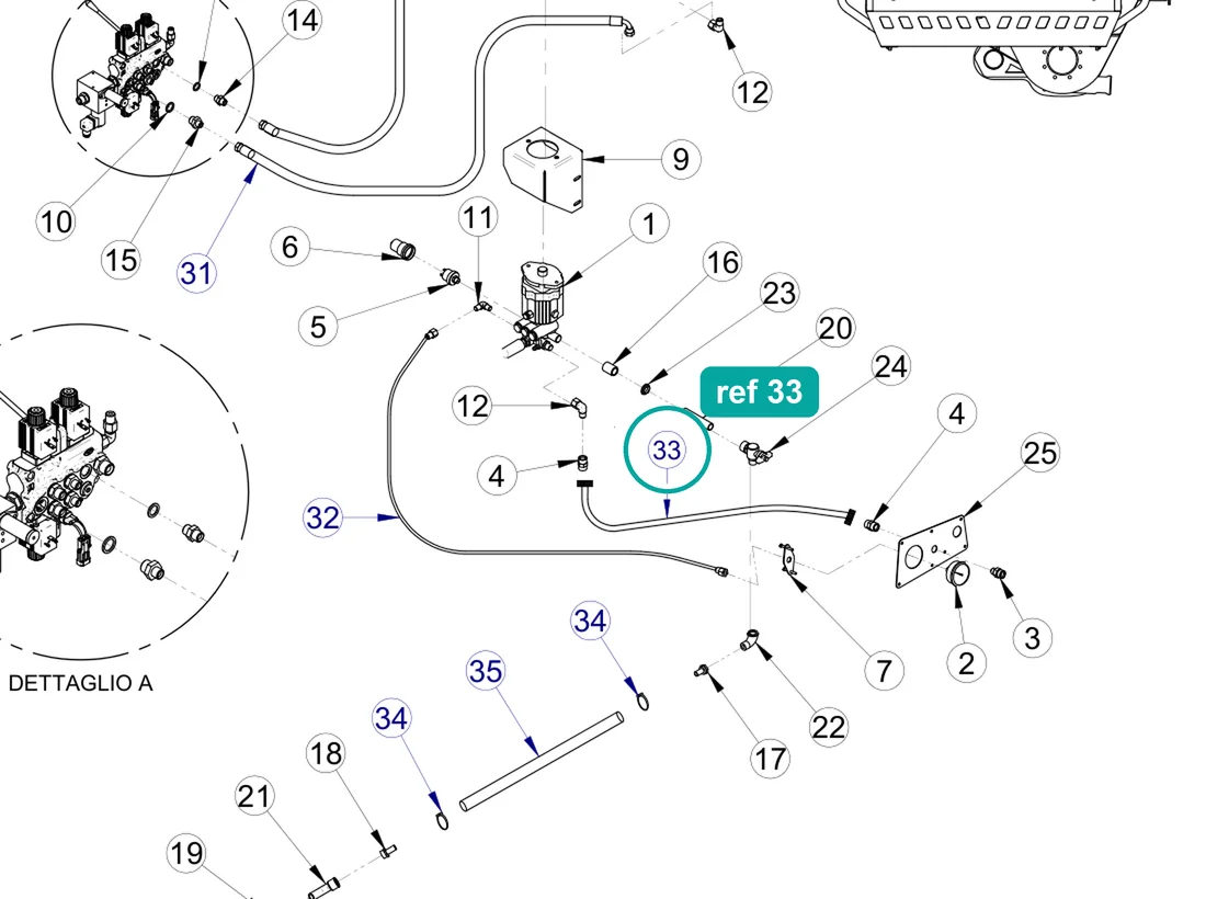 Hose L.750 for IMER Prestige 300 — IMER parts diagram, ref 33