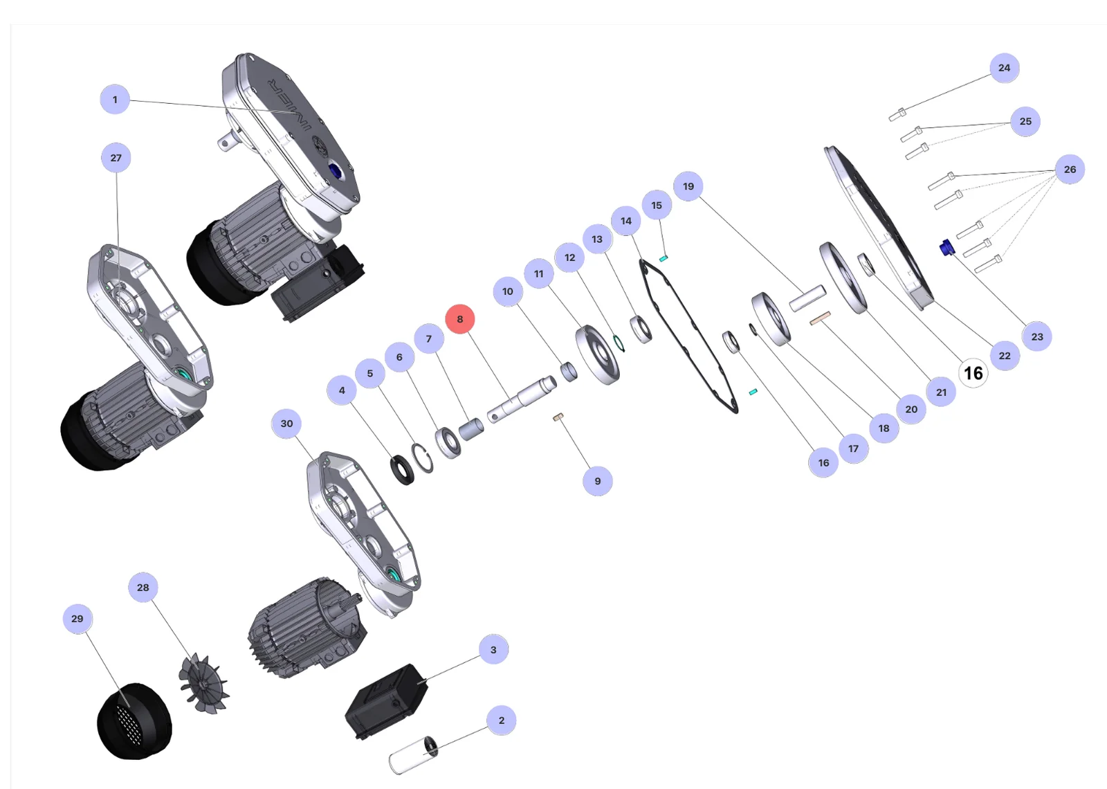 Shaft for IMER Spin 30 Plus (IMER parts book picture)