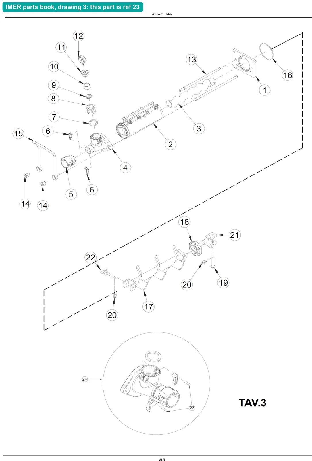 Pin for IMER Step-Up 120 (IMER parts book drawing 3, ref 23)