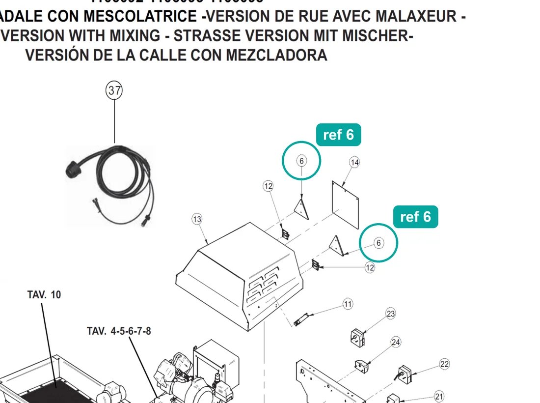 Triangular red reflector (ref 6) highlighted on the IMER Step-Up 120 parts diagram, Street Version With Mixer – part 3226720