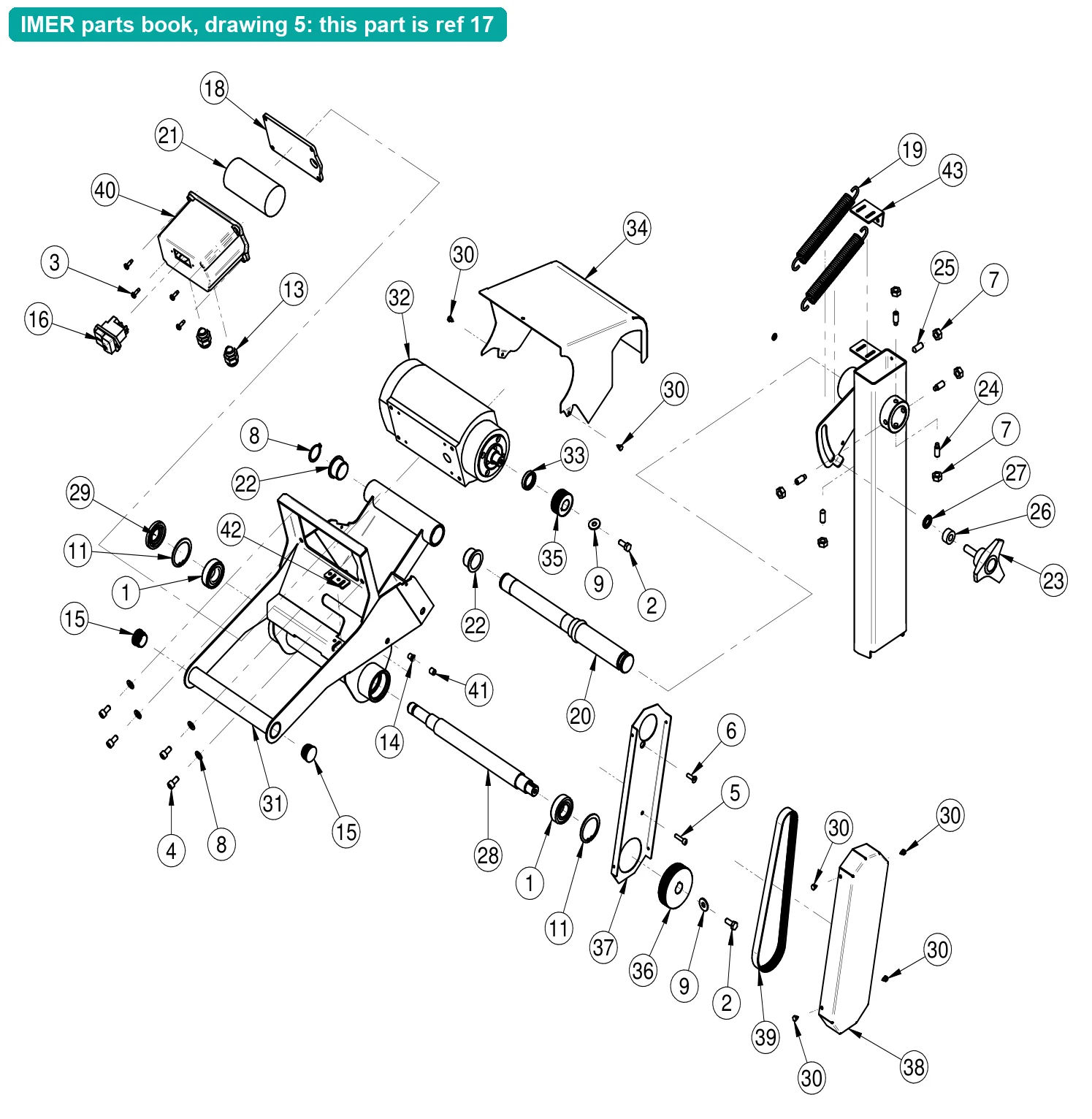 Key 6x6x16 for IMER Masonry 350 Smart Cut (IMER parts book drawing 5, ref 17)