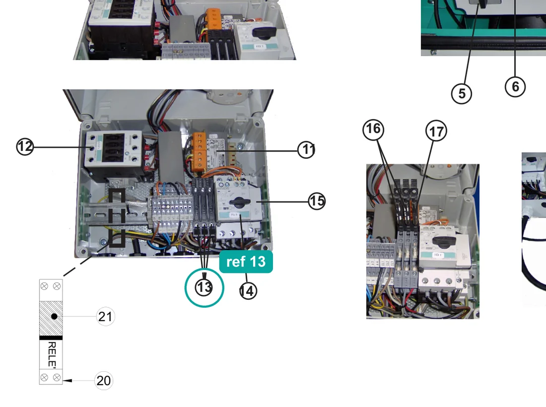 Fuse holder (ref 13) highlighted on the IMER Step-Up 120 parts diagram, Electrical Panel 400V 50/60Hz / 220V 60Hz Three-Phase – part 3227742