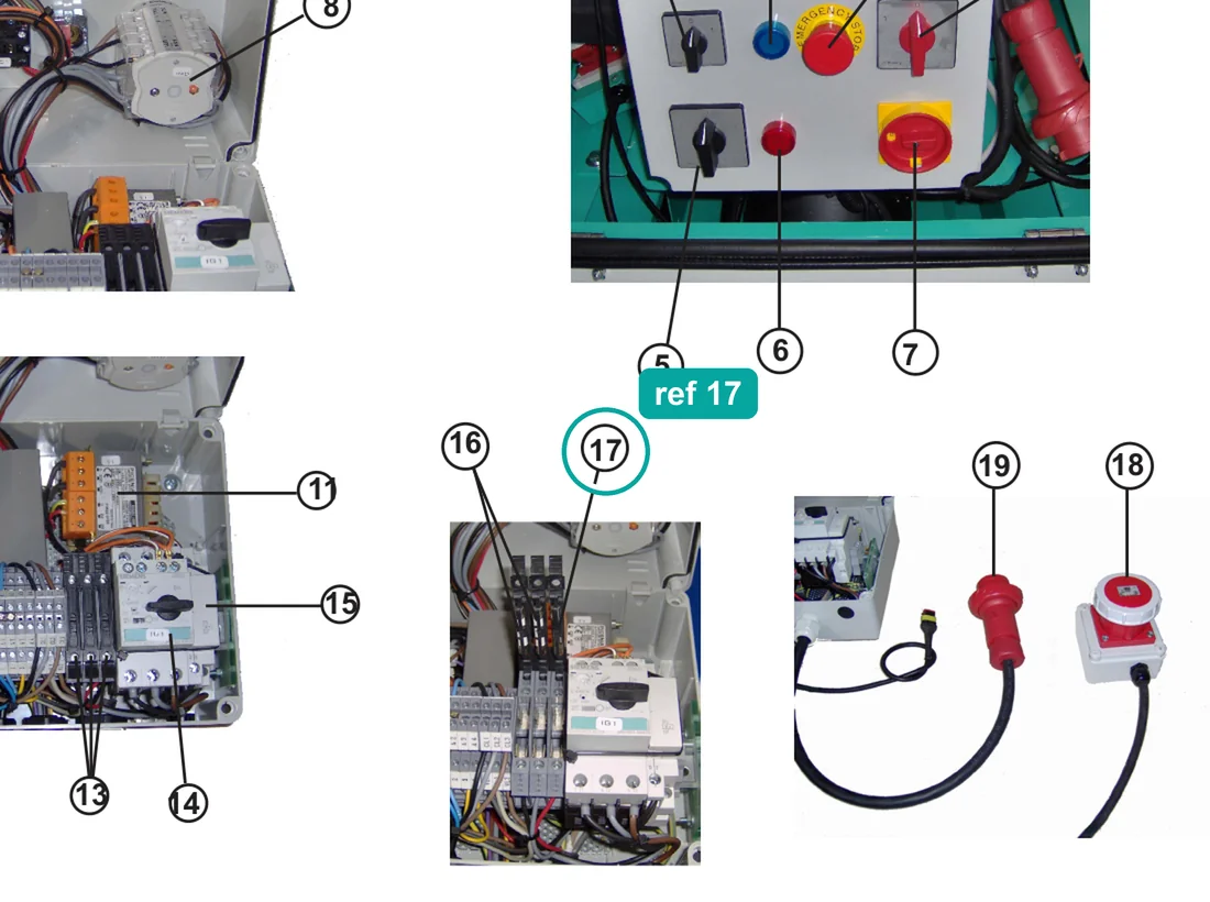 Fuse 4A 250V (ref 17) highlighted on the IMER Step-Up 120 parts diagram, Electrical Panel 400V 50/60Hz / 220V 60Hz Three-Phase – part 3227784