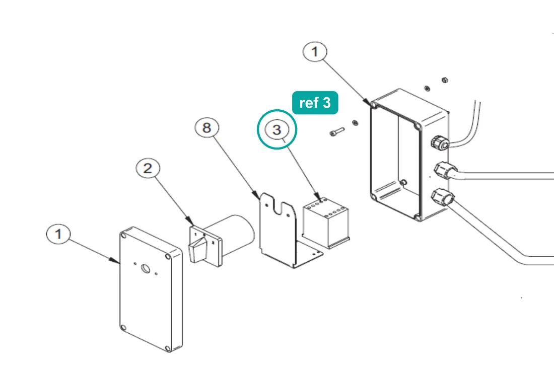 Contactor 400V (ref 3) highlighted on the IMER Step-Up 120 parts diagram, Mixer Electrical Panel – part 3227798