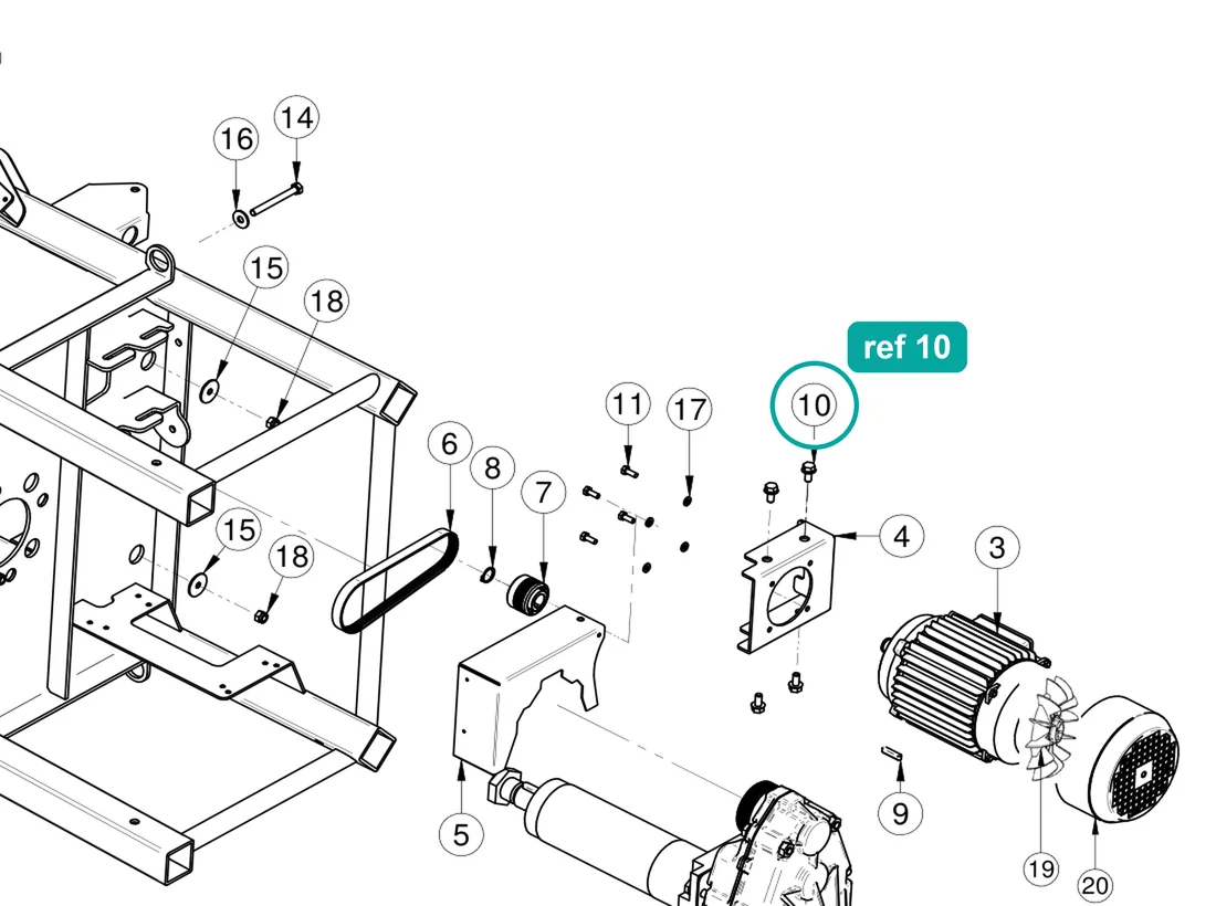 Hex Flange Trilobular Bolt 8x16 Zinc for IMER Equipment — IMER parts diagram, ref 10