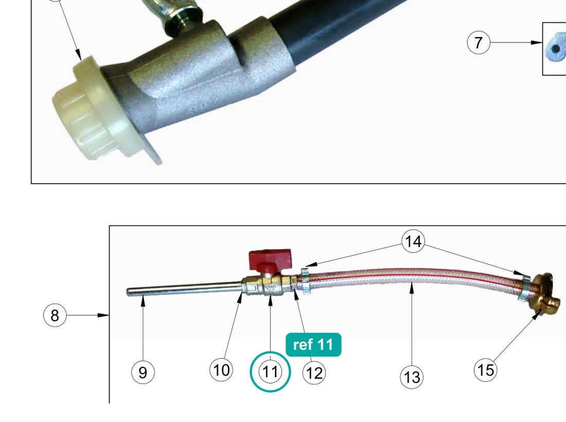 Ball valve 1/4" f.f. (ref 11) highlighted on the IMER Koine 4 parts diagram, Spray Jet – part 3227953