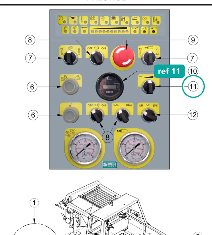 2-Position Switch Center Return + Contacts for IMER Prestige 300 — IMER parts diagram, ref 11