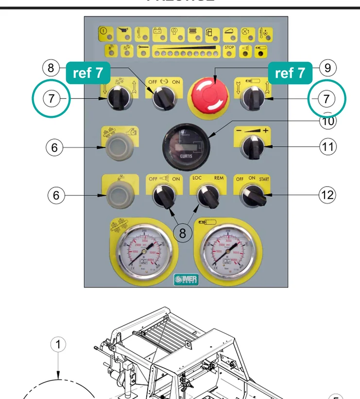 2-Position Switch Center Return + Contacts for IMER Prestige 300 — IMER parts diagram, ref 7