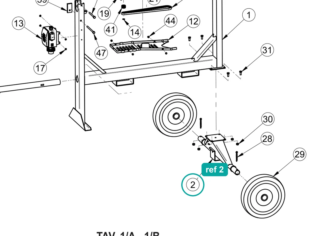 Wheel axle (ref 2) highlighted on an IMER parts-book drawing – part 3228743