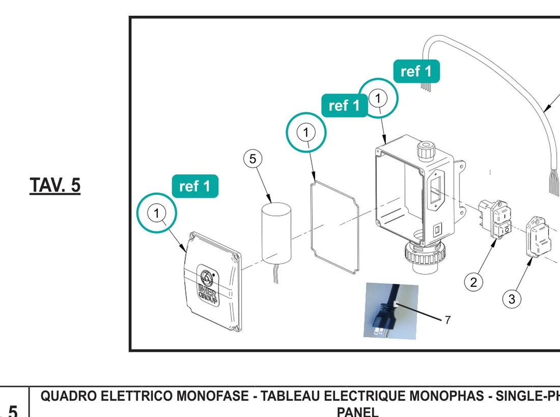 Junction Box for IMER Mixers — IMER parts diagram, ref 1