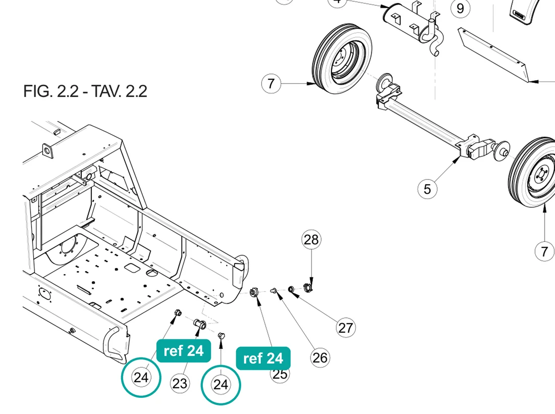 Threaded plug m. 3/4" (ref 24) highlighted on the IMER Prestige 300 parts diagram, Water Inlet – part 3229149