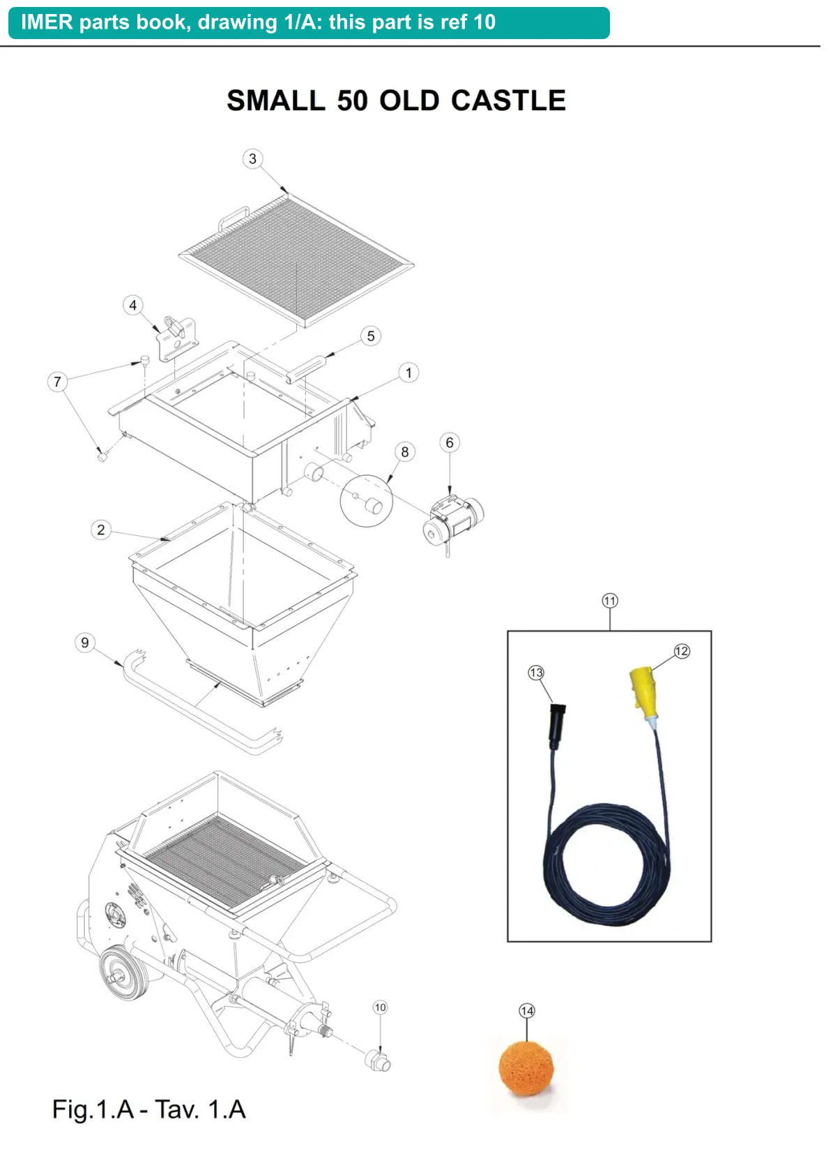 Fitting for IMER Small 50 (IMER parts book drawing 1/A, ref 10)