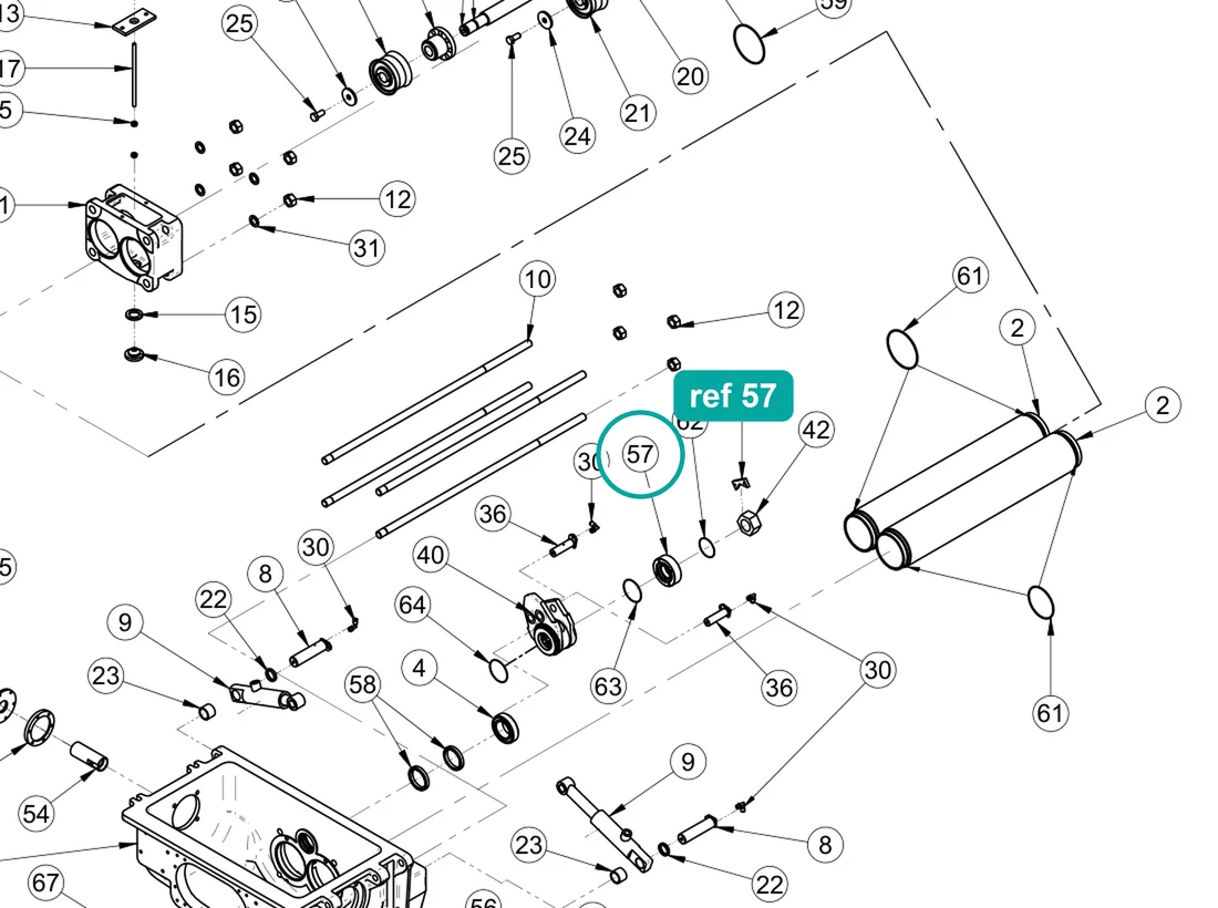 Connecting Rod Flange for IMER Booster 15 — IMER parts diagram, ref 57