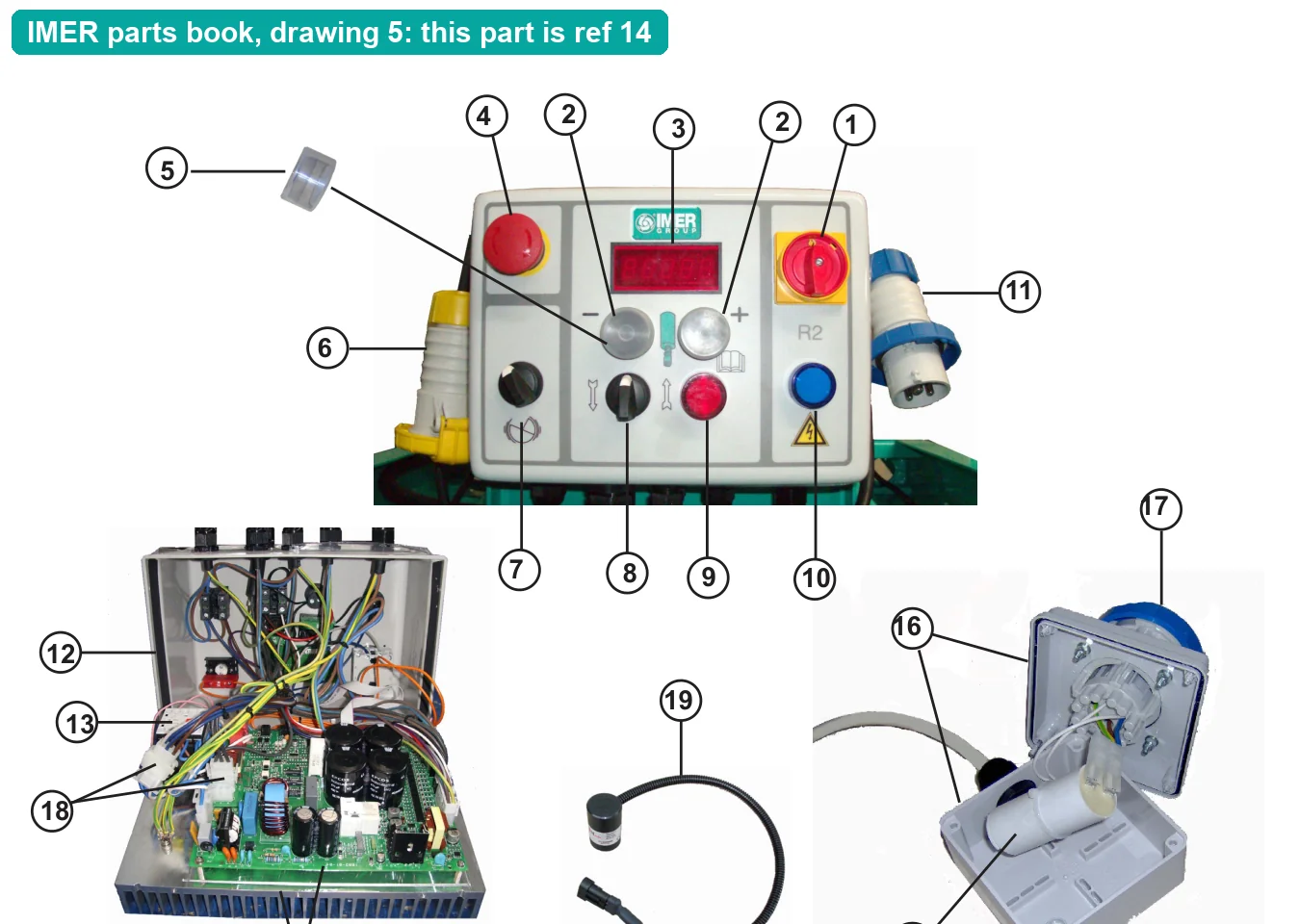 Inverter Card Step 230V for IMER Step-Up 120 (IMER parts book drawing 5, ref 14)
