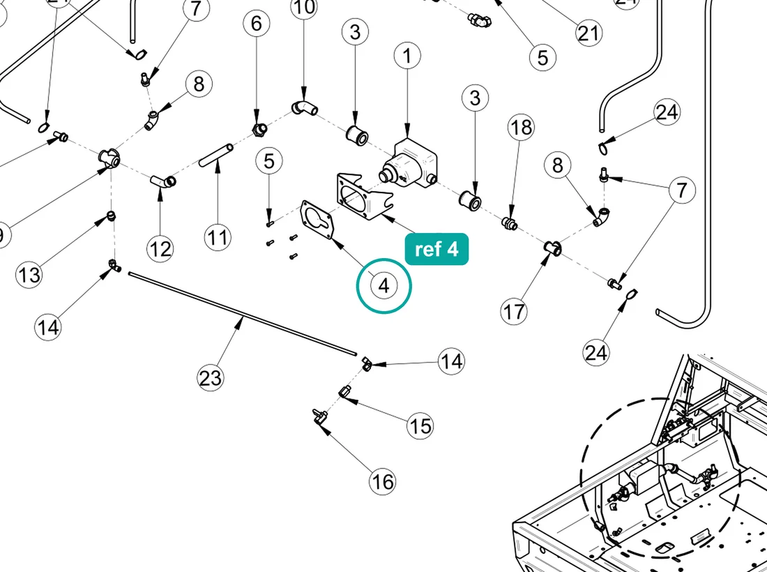 Cover (ref 4) highlighted on the IMER Prestige 300 parts diagram, Litre Counter Kit (1107207) – part 3230230