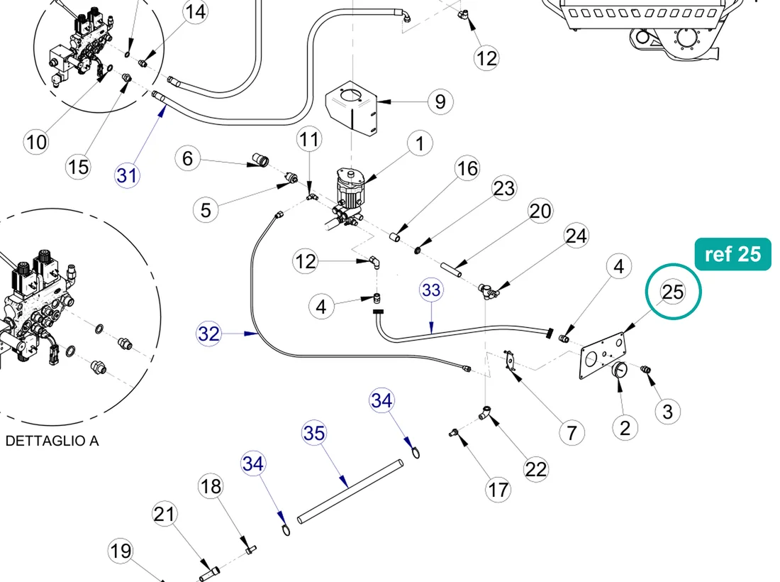 Cover (ref 25) highlighted on the IMER Prestige 300 parts diagram, Water Cleaner Pump Kit (1107208) – part 3230238