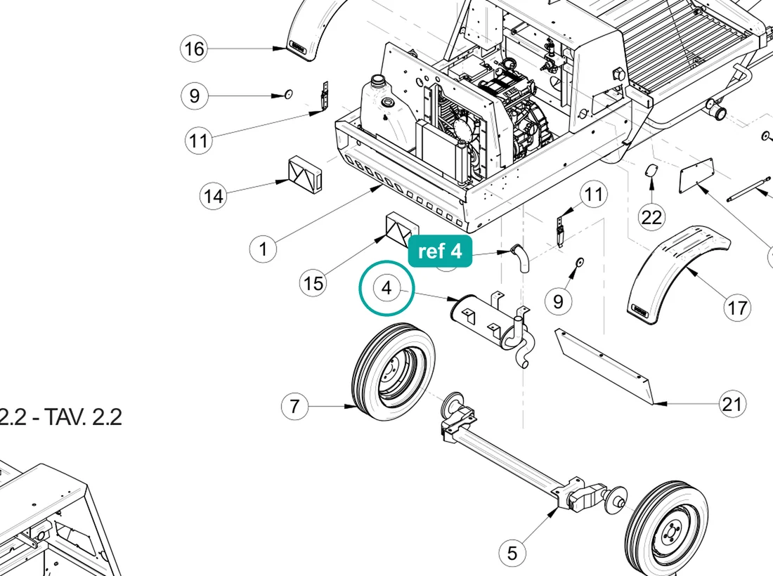 Silencer (ref 4) highlighted on an IMER parts-book drawing – part 3230247