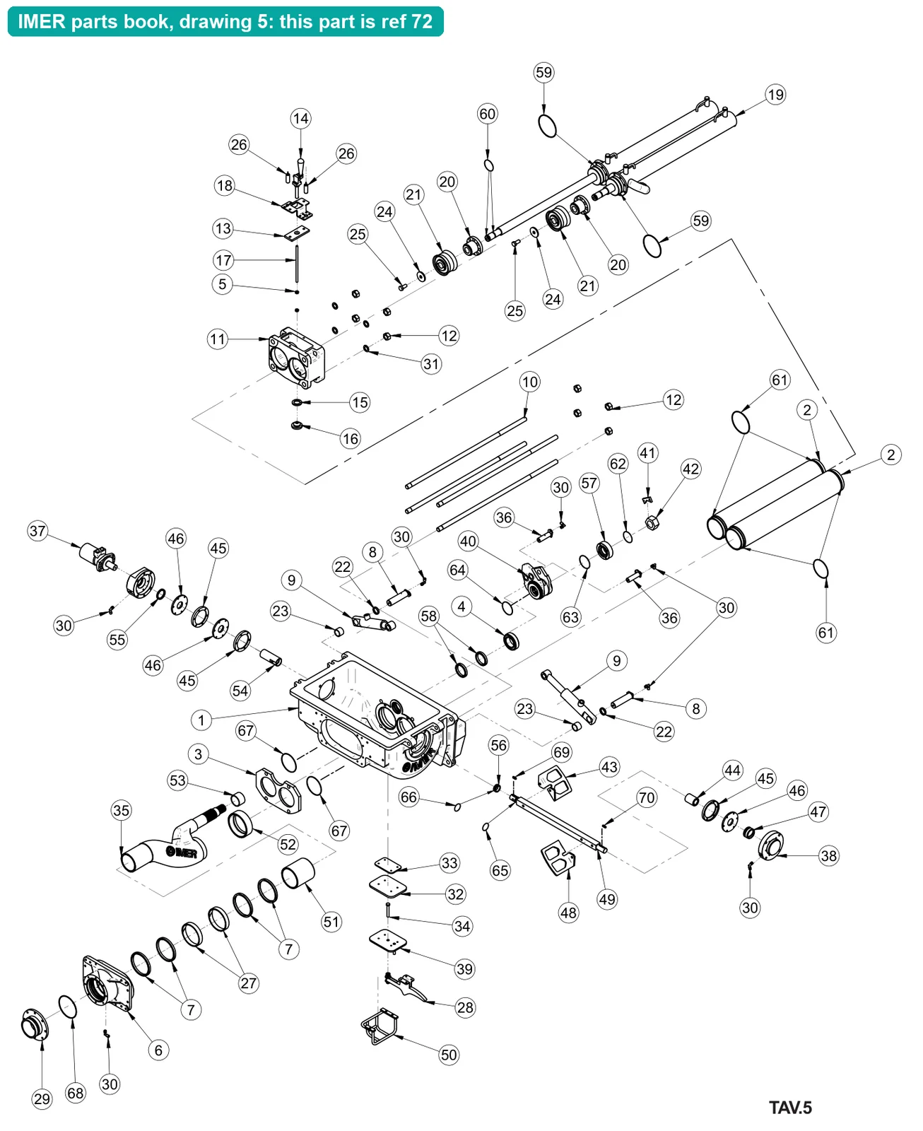 O-Ring Ø135x2.5 for IMER Booster 15 (IMER parts book drawing 5, ref 72)