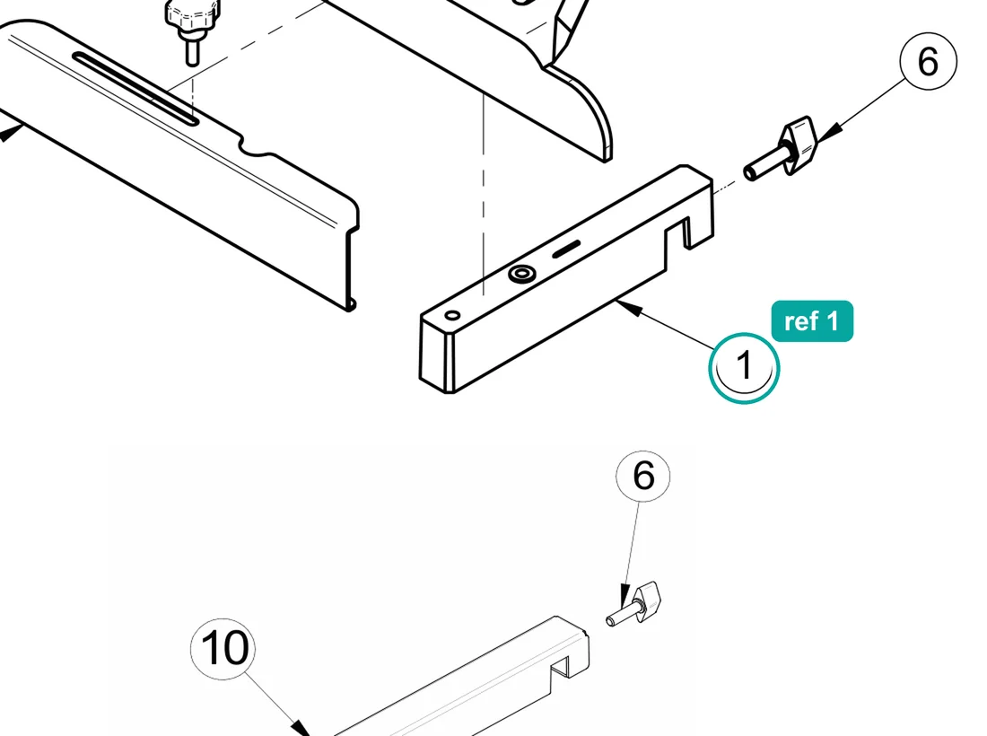 Goniometer support, ref 1, on the IMER Combicut 250 VA drawing