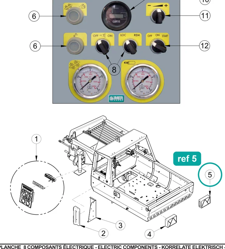 Multipoint light RH (ref 5) highlighted on the IMER Prestige 300 parts diagram, Electric Components – part 3230673