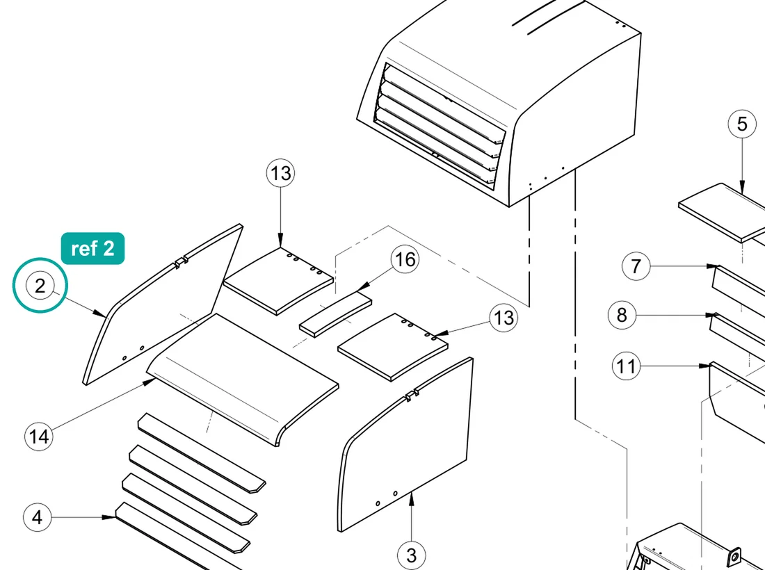 Sound-absorbent panel NO.2, ref 2, on the IMER Prestige 300 drawing