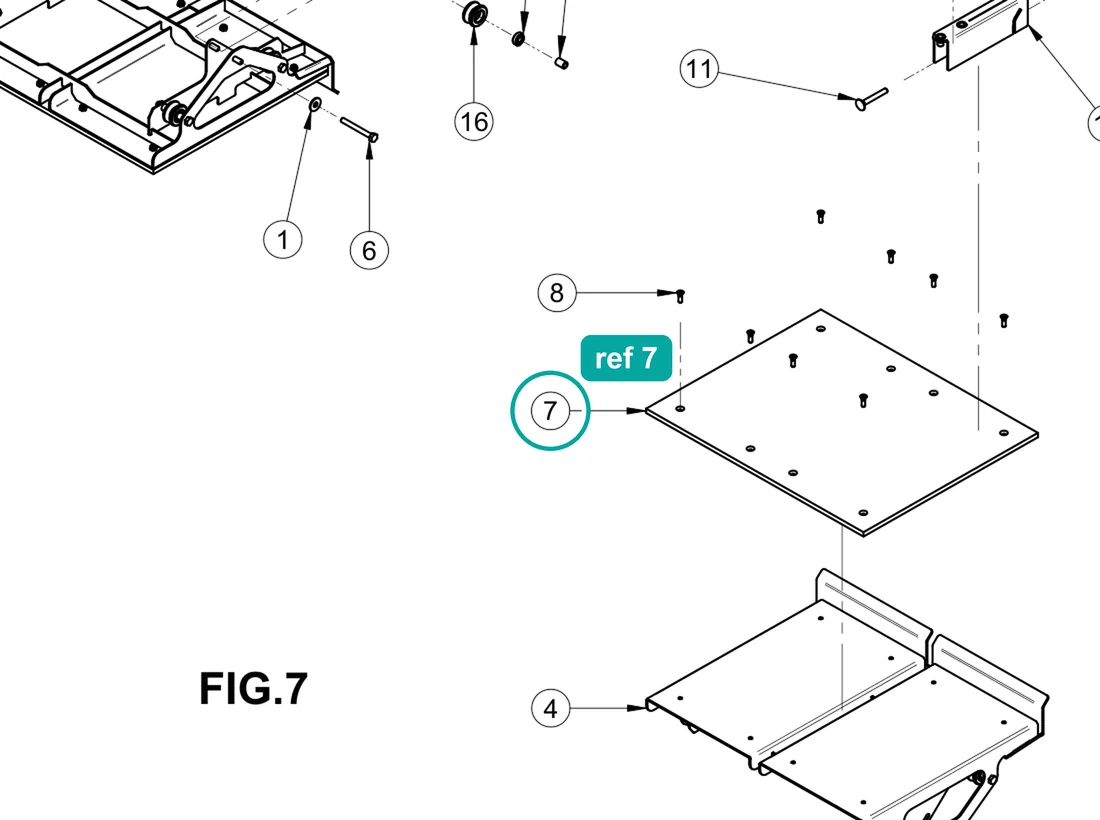 Wooden table (ref 7) highlighted on the IMER Masonry 350 Smart Cut parts diagram, Carriage – part 3230990