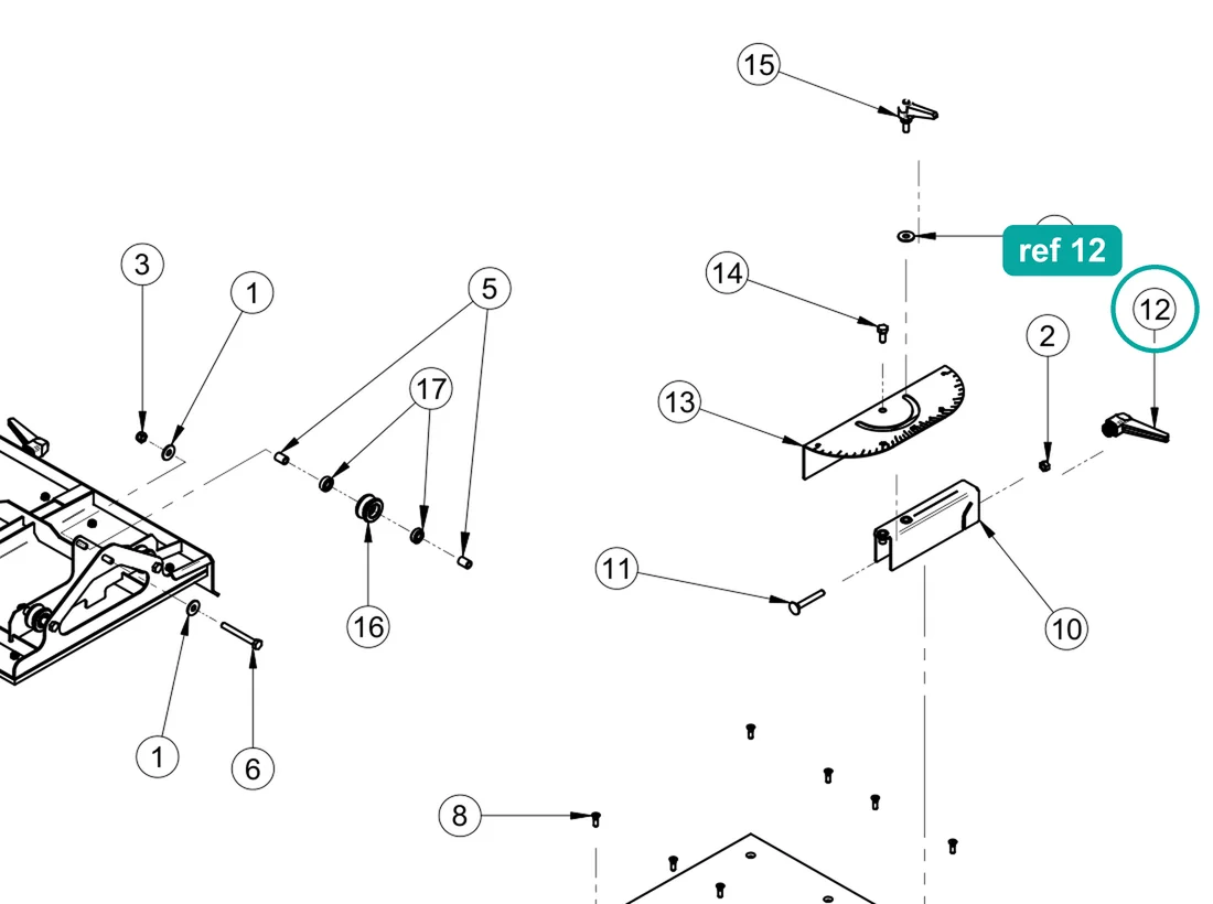Spring lever M8 f, ref 12, on the IMER Masonry 350 Smart Cut drawing