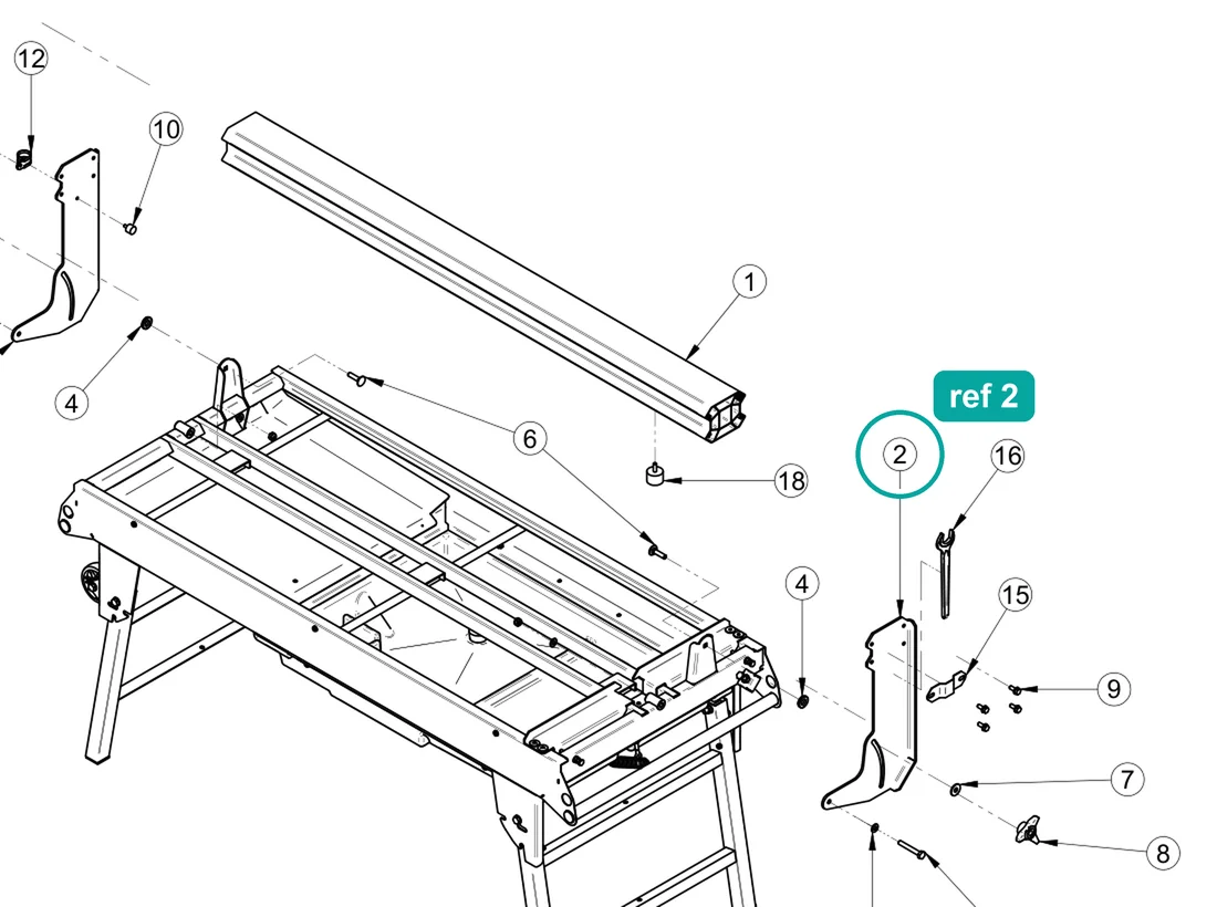 Front arm (ref 2) highlighted on the IMER Combicut 350 iPower parts diagram, Arm Assembly – part 3231413