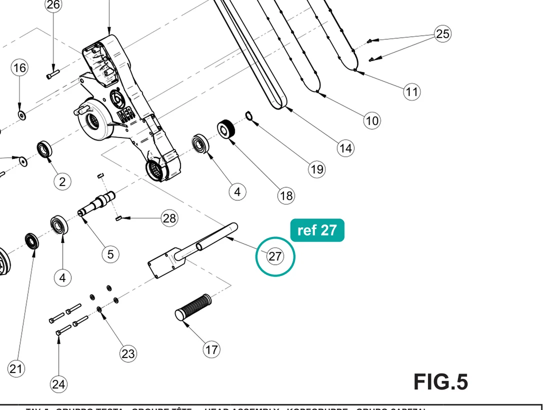 Handle (ref 27) highlighted on the IMER Combicut 350 iPower parts diagram, Head Assembly – part 3231427