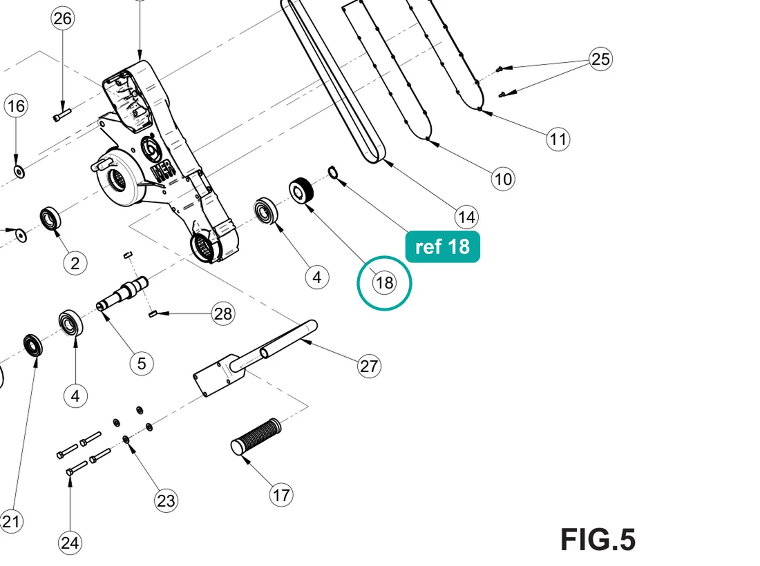 Disc shaft pulley (ref 18) highlighted on the IMER Combicut 350 iPower parts diagram, Head Assembly – part 3231449