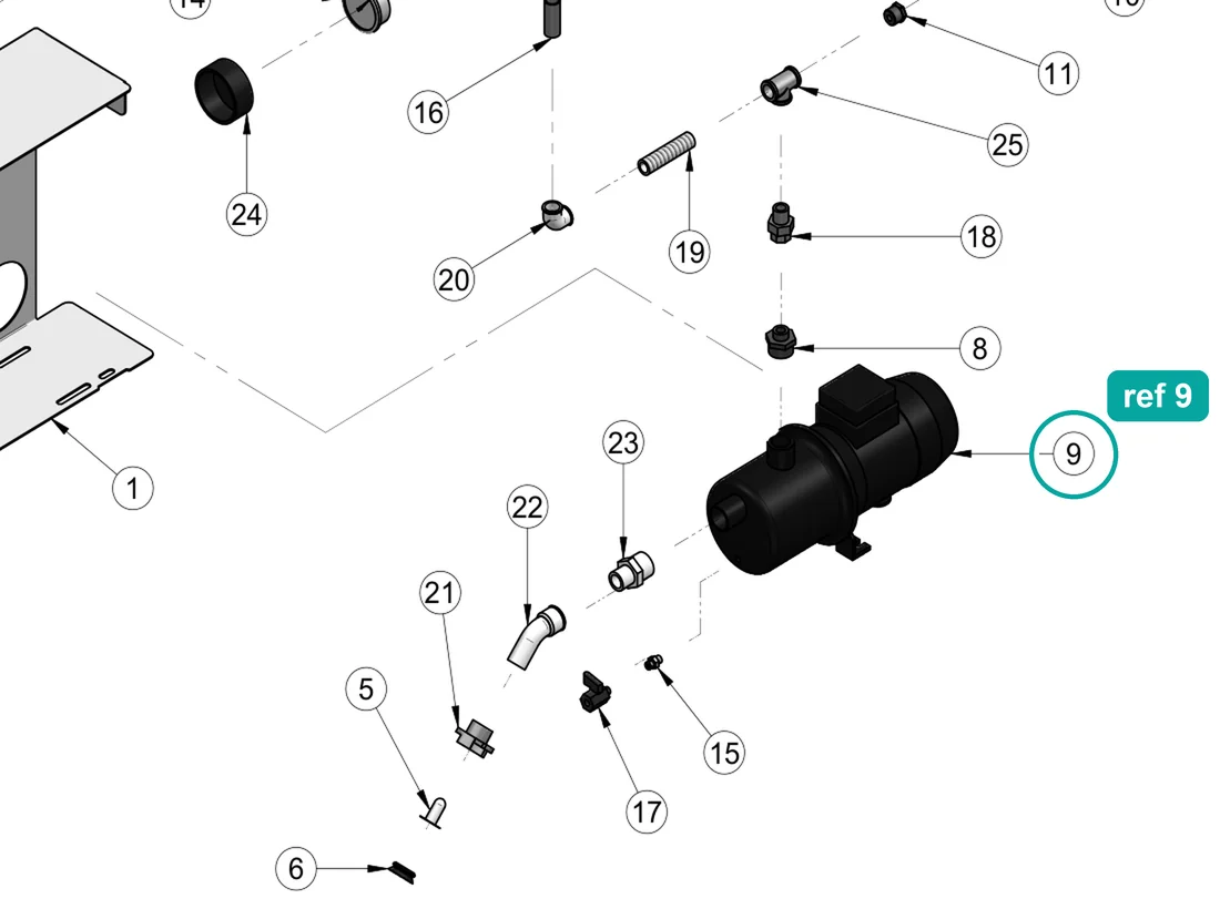 Pump for IMER Koine 4 — IMER parts diagram, ref 9