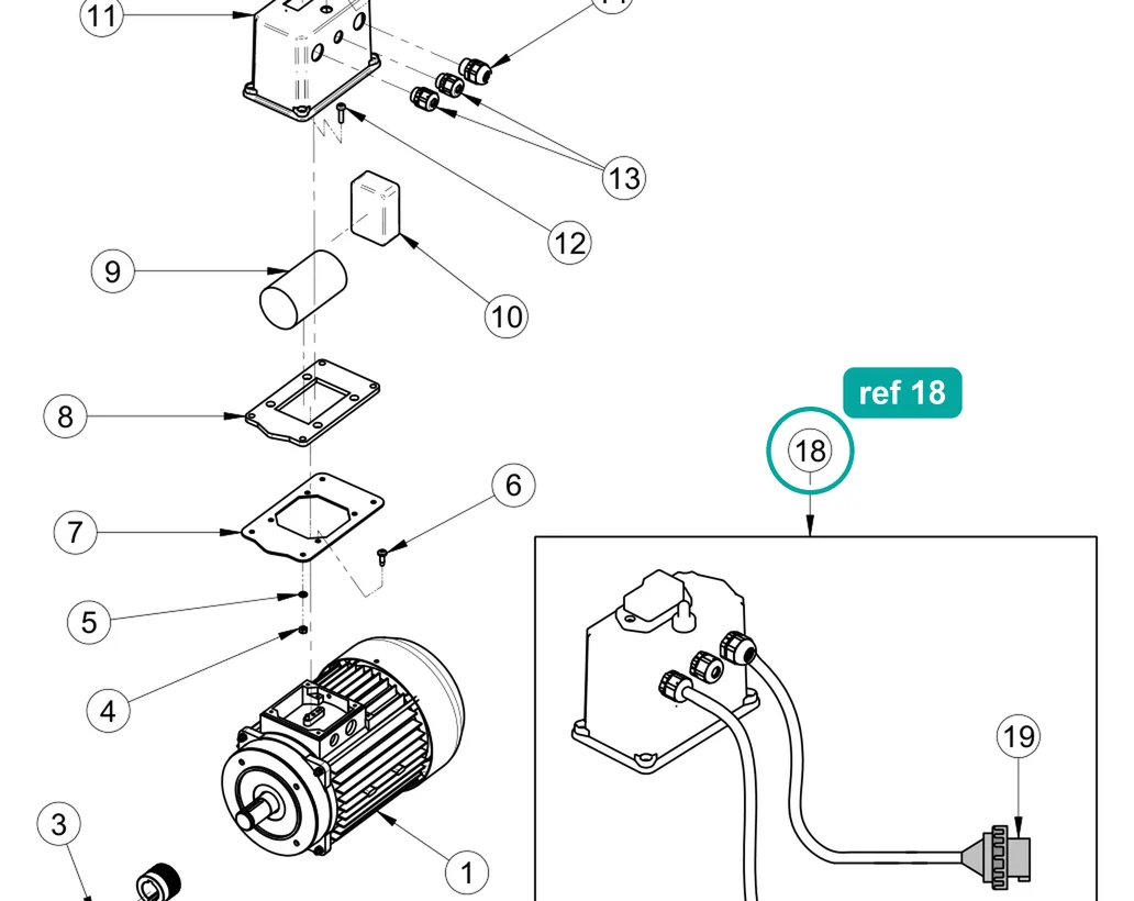 Electric panel (ref 18) highlighted on the IMER Combicut 350 iPower parts diagram, Electric Panel – part 3231700