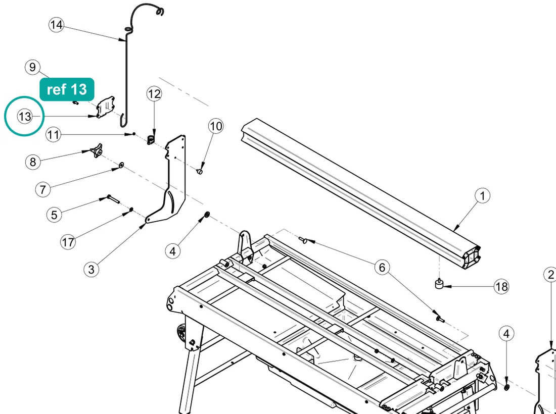 Rod Lock Block for IMER Combicut 350 iPower — IMER parts diagram, ref 13