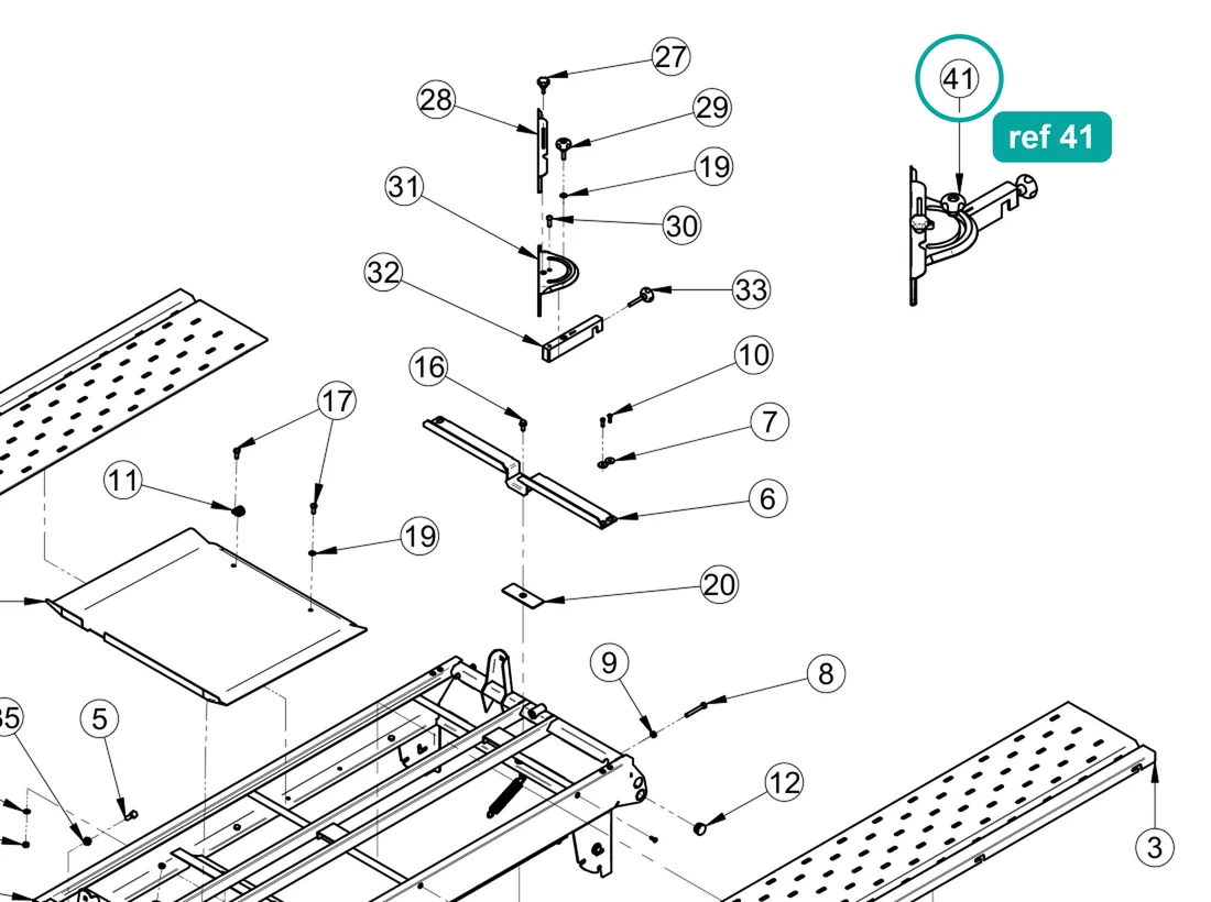 Complete goniometer (ref 41) highlighted on the IMER Combicut 350 iPower parts diagram, Machine Structure – part 3233387
