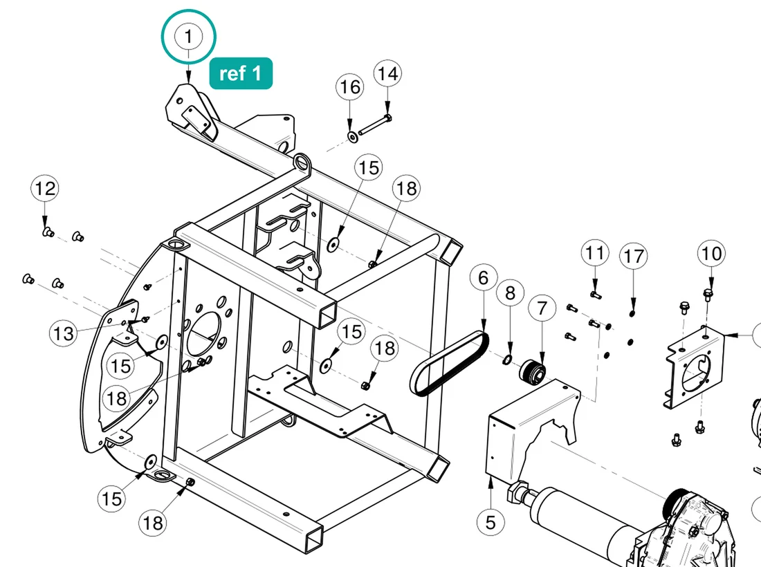 Frame (ref 1) highlighted on an IMER parts-book drawing – part 3234510