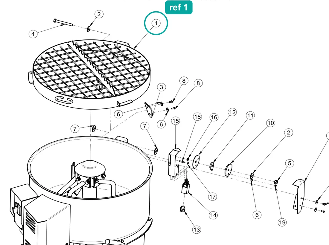 Mixer tank protector, ref 1, on the IMER Step-Up 120 drawing