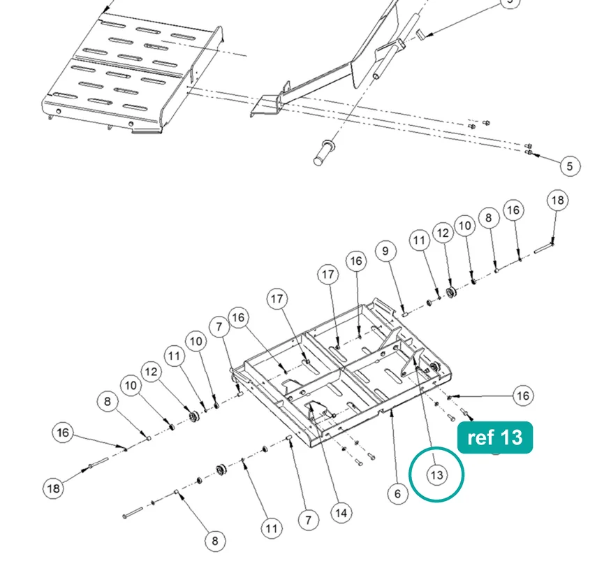 Plate DX (right) (ref 13) highlighted on the IMER Masonry 750 Plus parts diagram, Machine Structure (Carriage) – part 3236213