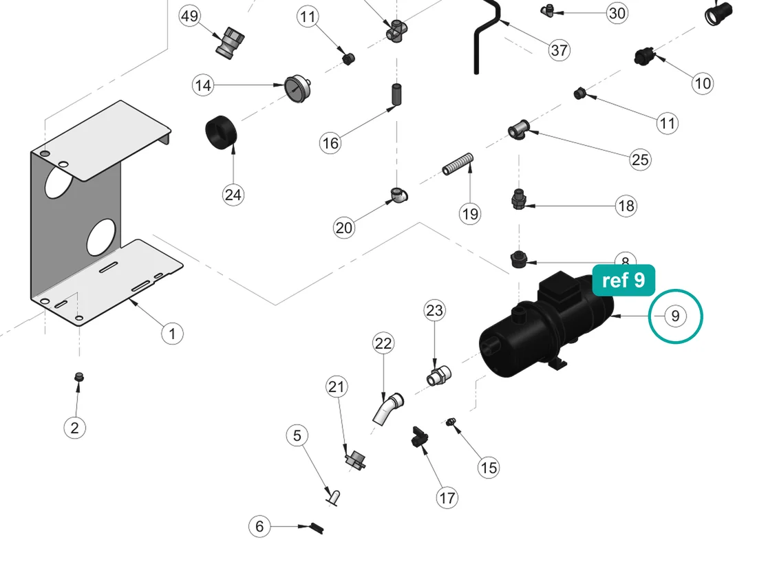 Pump for IMER Koine 4 — IMER parts diagram, ref 9