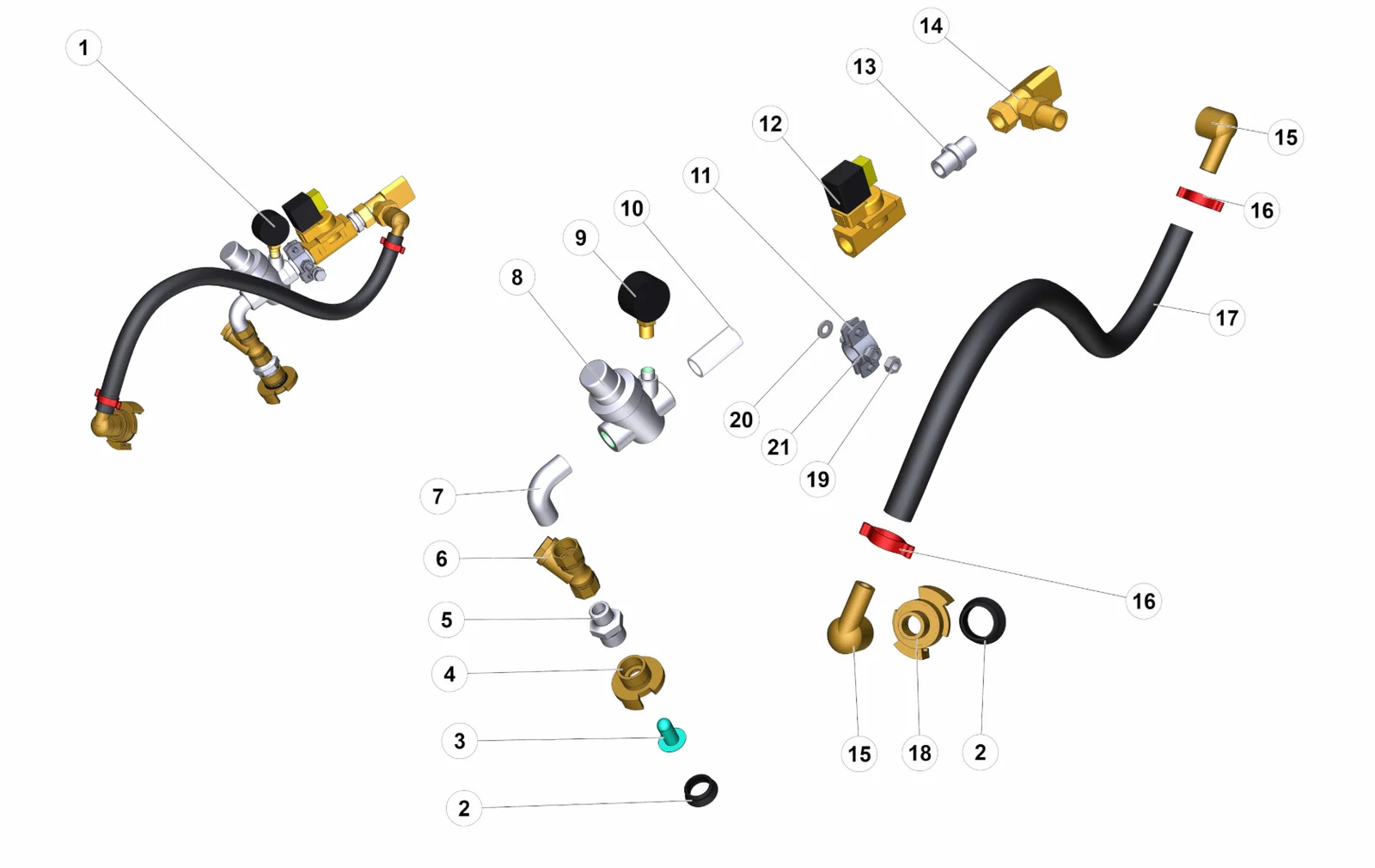 Water System for IMER Spin 15 A (IMER parts book picture)