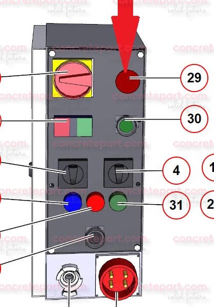 3225237 Emergency Stop Button - IMER Mortarman MIX 120 Plus Mixer , Small 50 and Koine 4 - Image 4