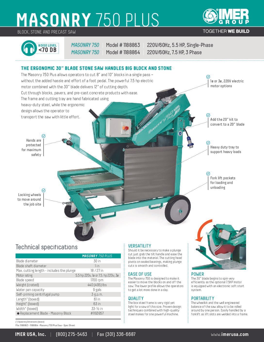 IMER MASONRY 750 PLUS - 30” Blade Three Phase - Image 3